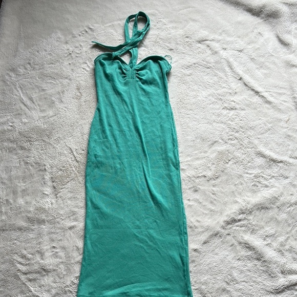 Nine West Teal Halter Maxi Dress |Flowy Summer Vacation & Wedding Guest Look - Picture 1 of 9